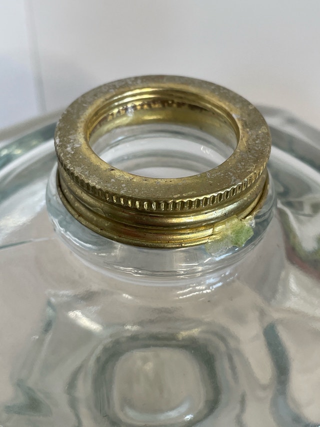 Vintage Octagon Clear Glass Kerosene Lamp Base Replacement - photo 3