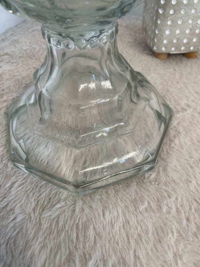 Vintage Octagon Clear Glass Kerosene Lamp Base Replacement - photo 4