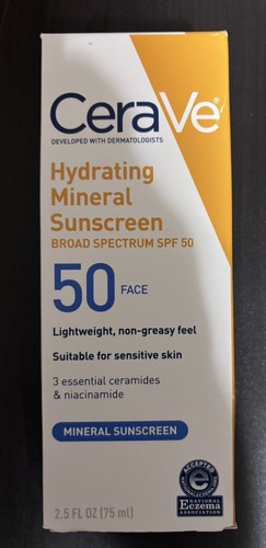 CeraVe Hydrating Mineral Sunscreen Face SPF 50 2.5 Oz Exp 12/27 - photo 5