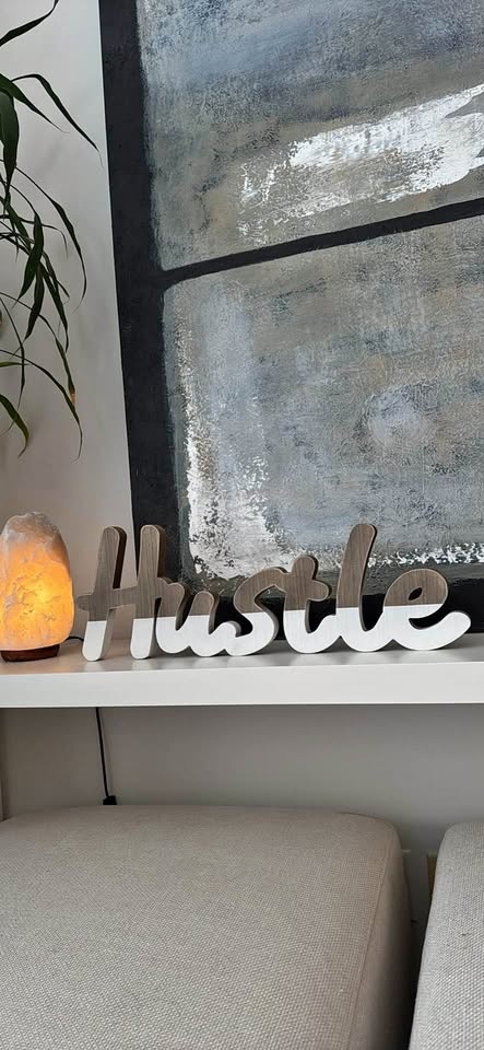 Wooden Sign word Hustle Decor 24”