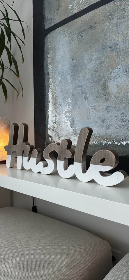 Wooden Sign word Hustle Decor 24” - photo 2
