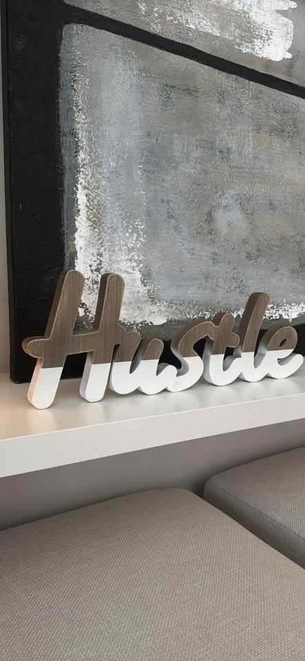 Wooden Sign word Hustle Decor 24” - photo 3