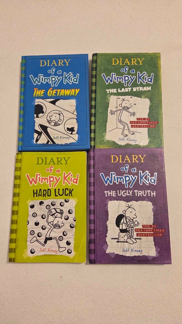 Diary of a Wimpy Kid Books (3 Hardcover, 1 Softcover)