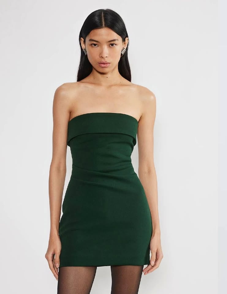 Aritzia Babaton Green Mini Dress Strapless