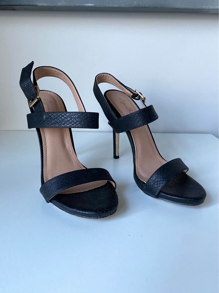 Women’s shoes black double strap stiletto sandals - photo 2