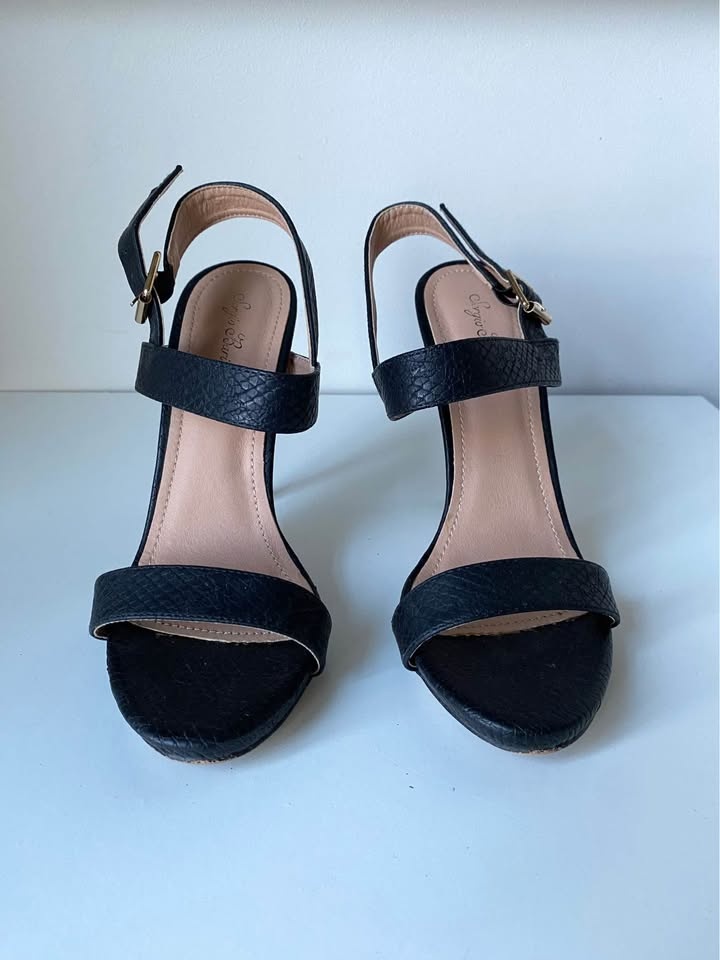 Women’s shoes black double strap stiletto sandals - photo 3