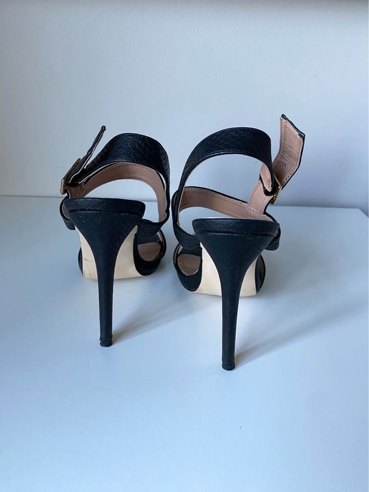 Women’s shoes black double strap stiletto sandals - photo 4