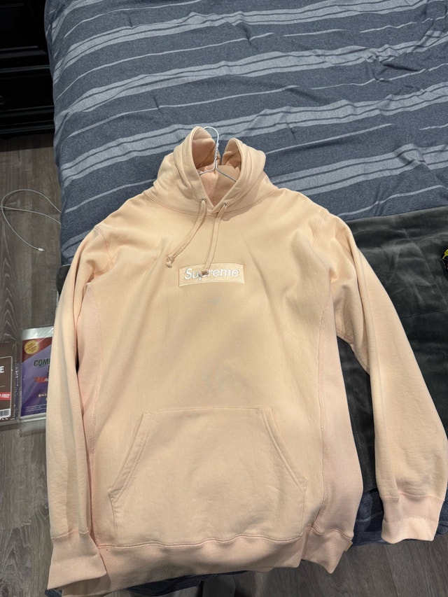 Brand new supreme box logo hoodie peach size xl