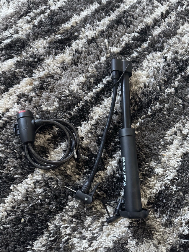 Bike pump and lock with key $30 obo