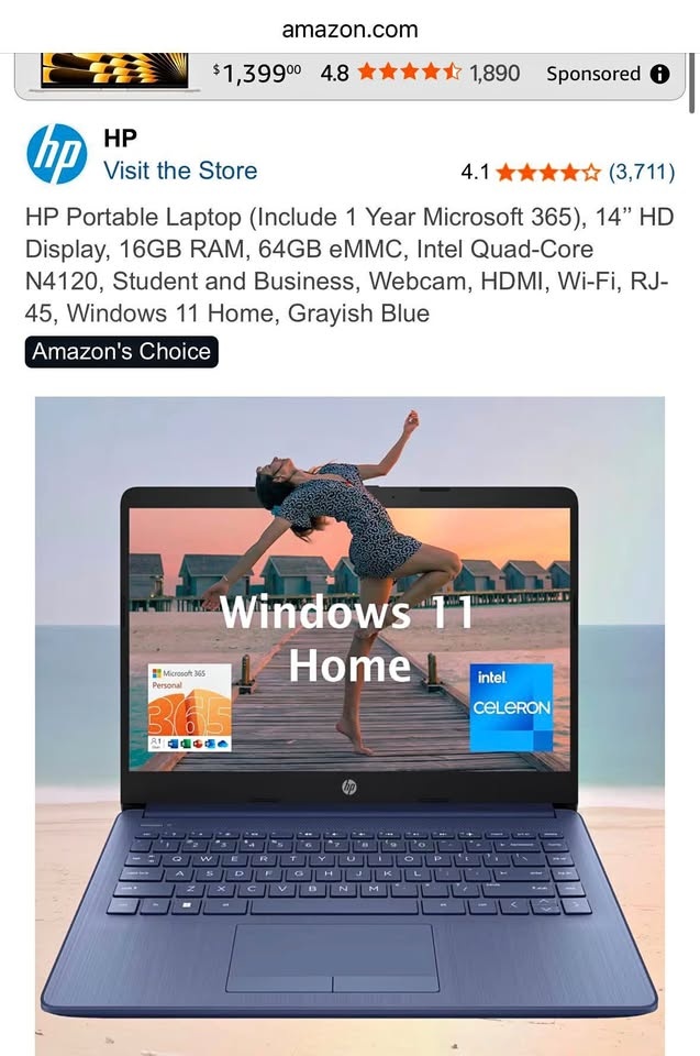 HP 14” Laptop – NEW Open Box – $225
