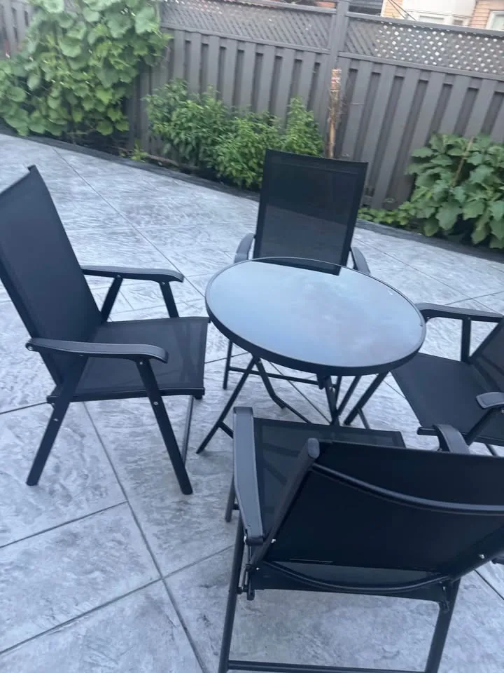 Black Glass Top Patio Dining Set Foldable Chair & Table image indicator(2)