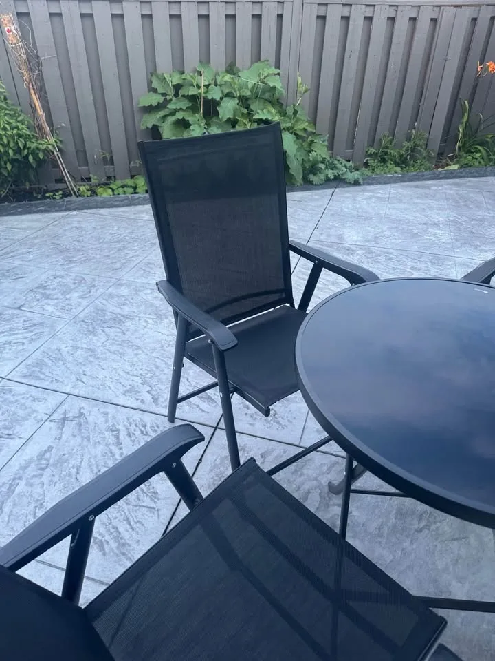 Black Glass Top Patio Dining Set Foldable Chair & Table image indicator(3)