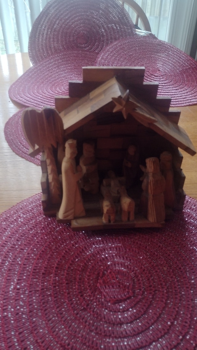 Hand-Carved Olive Wood Nativity Scene