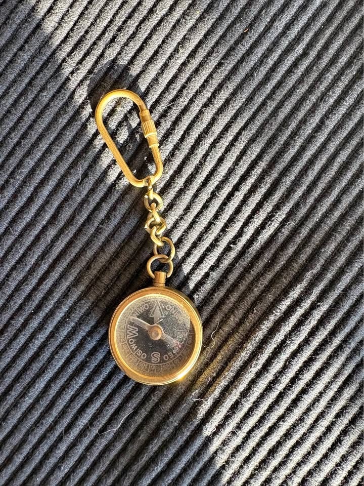 Vintage Brass Compass Keychain