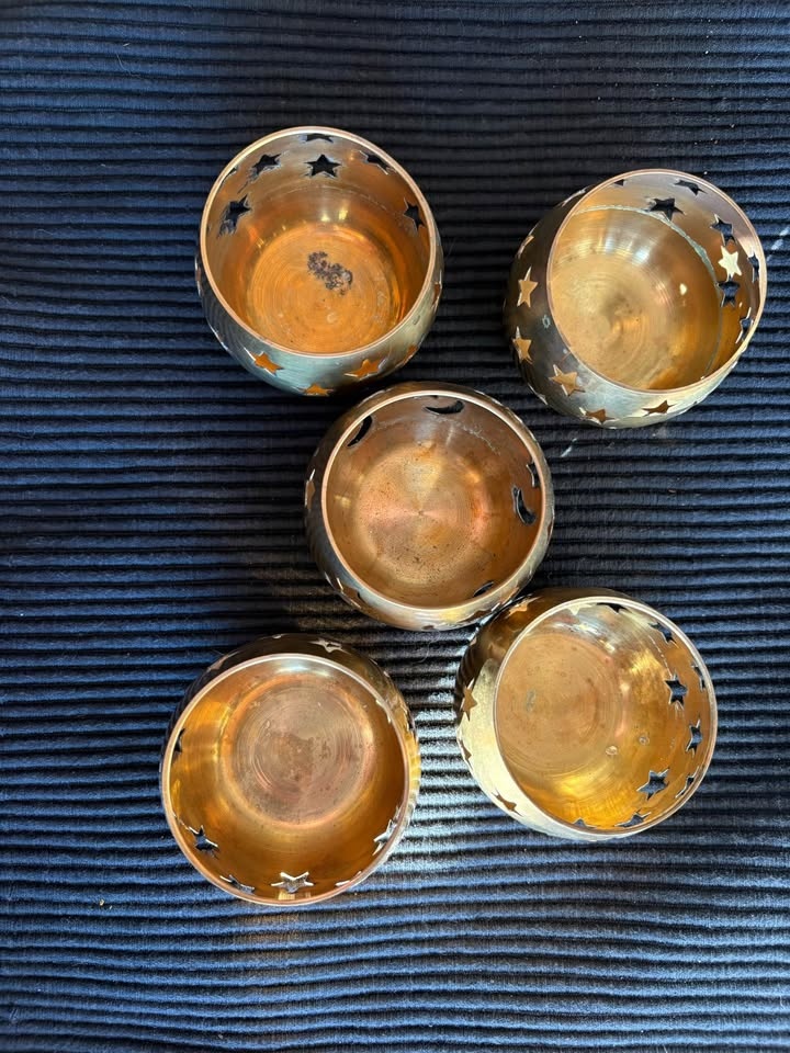 Vintage Brass Star Candle Holders – Set of 5 - photo 2