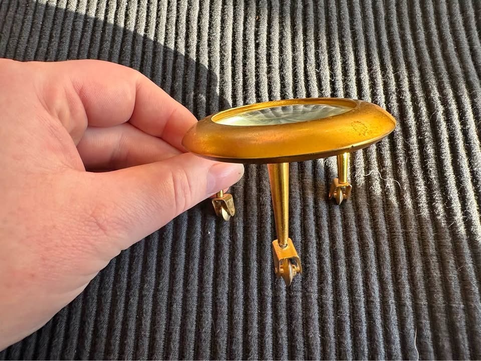 Vintage Brass Magnifying Glass on Rolling Stand