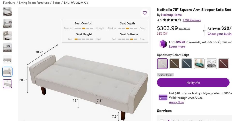 WAYFAIR Square Arm Sleeper Sofa Bed - photo 4