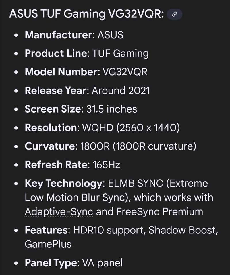 ASUS TUF Gaming VG32VQR 31.5" 165Hz Monitor - photo 3