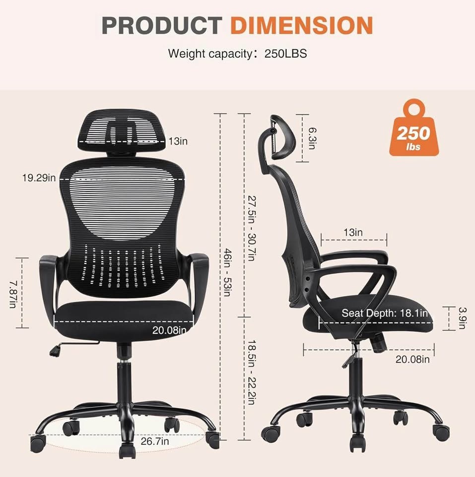 Ergonomic Office Chair with Adjustable Headrest - photo 2