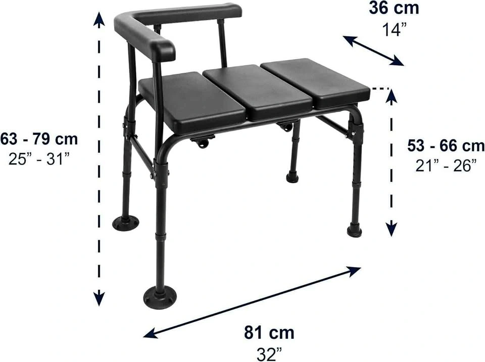KMINA Shower Bench: Non Slip Seat, Armrests