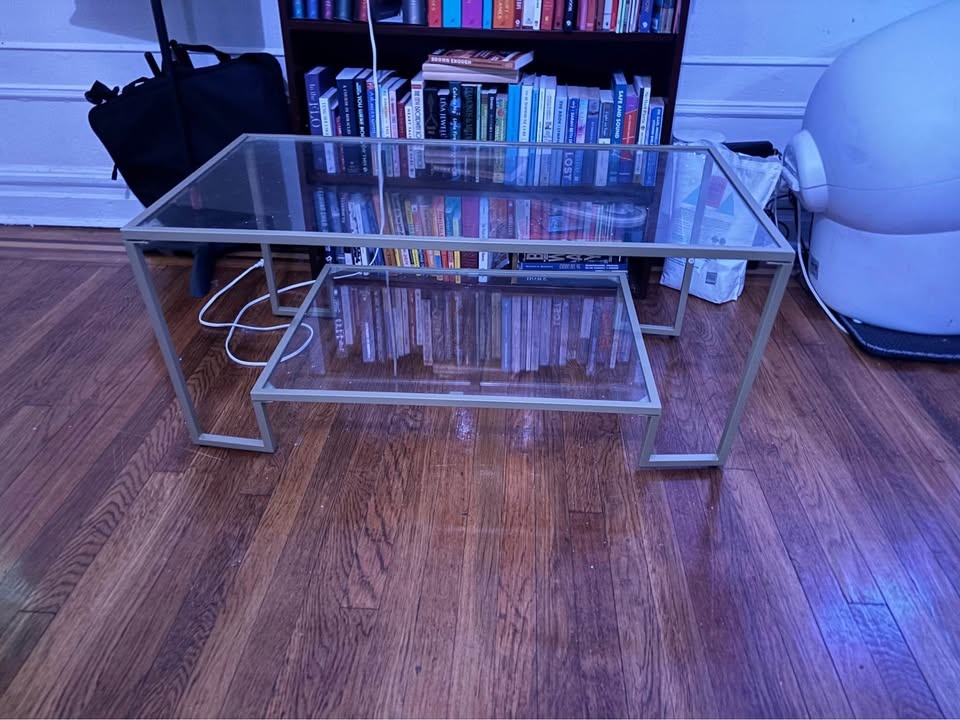 Glass Top Coffee Table with Gold Steel Trim - photo 2