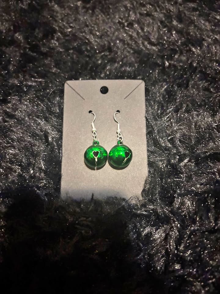 Green bell earrings
