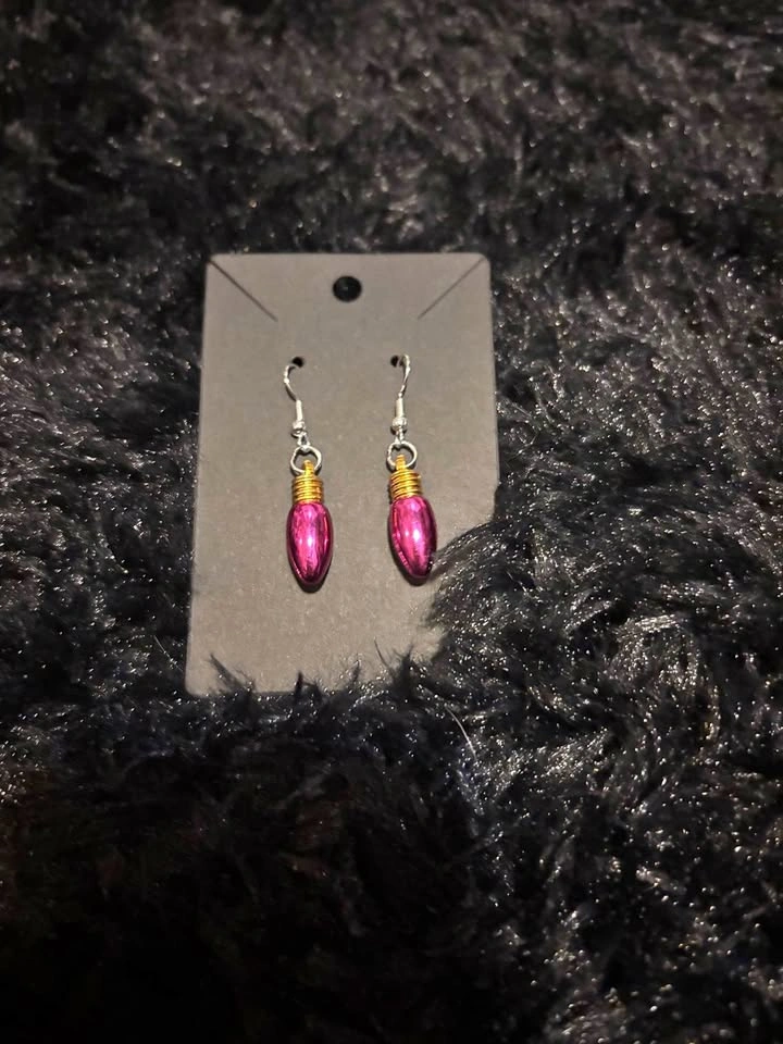 Pink Holiday light earrings (3 pairs for $20)