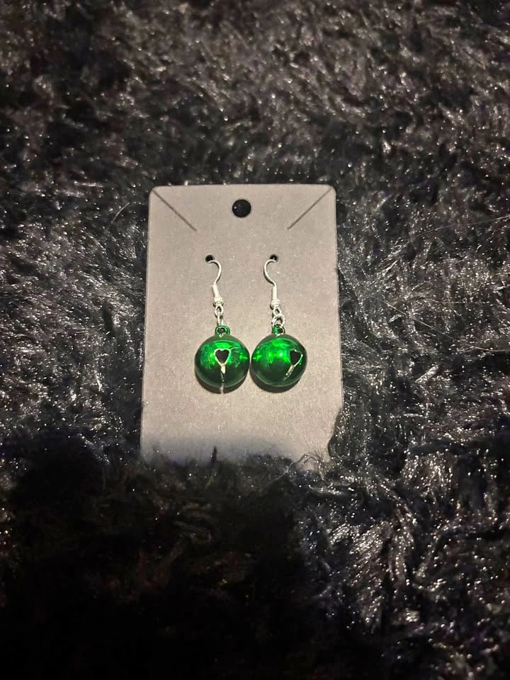 Green bell earrings