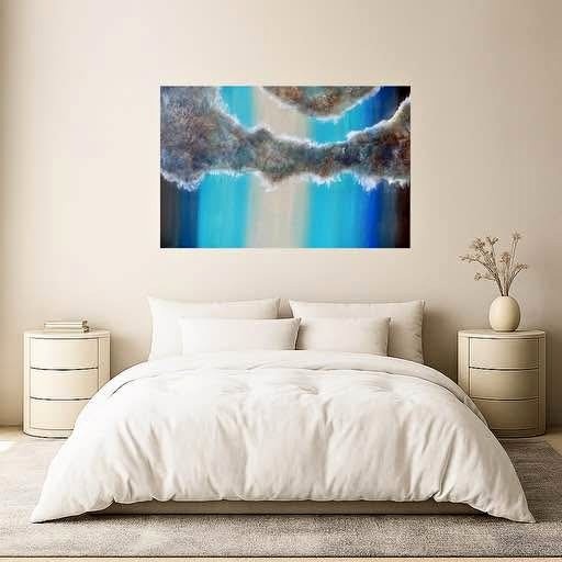 Large Acrylic Abstract Painting 36"x24" Sea Art Coastal