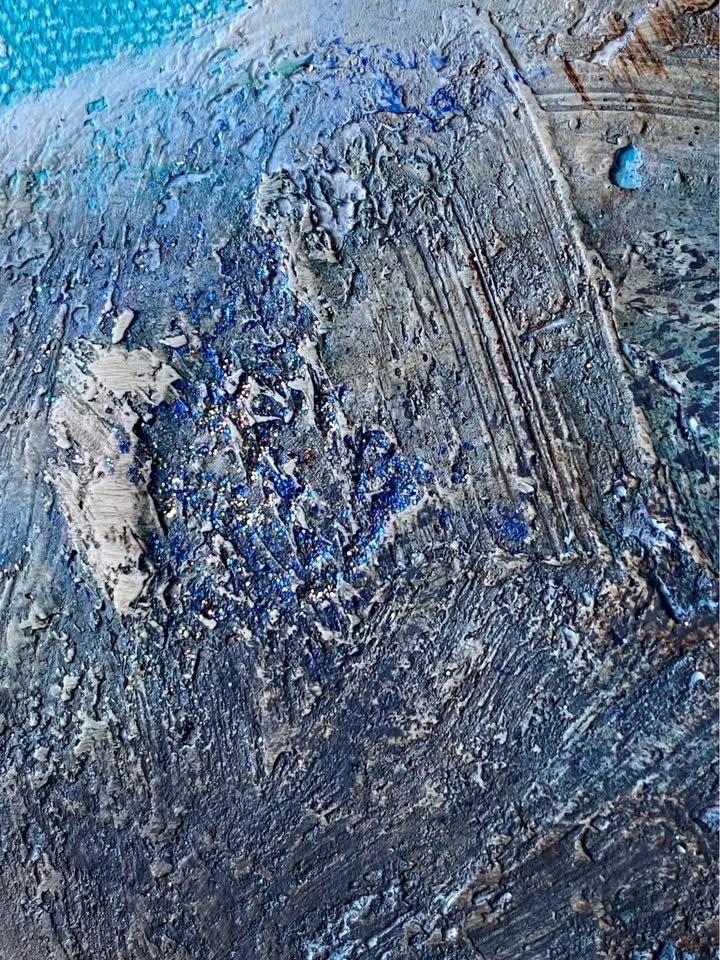 Large Acrylic Abstract Painting 36"x24" Sea Art Coastal - photo 5