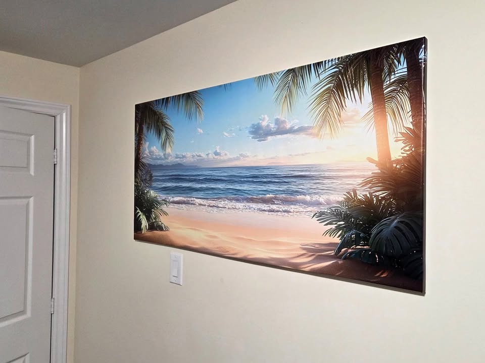 Tropical Beach Canvas Wall Art – Large Horizontal Statement Piec