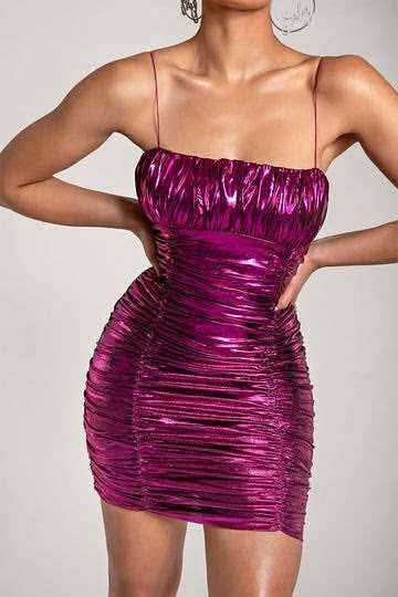 MESHKI Thin Strap Mini Dress Hot Pink