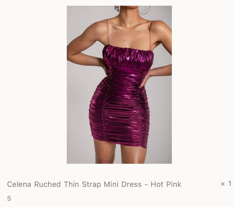 MESHKI Thin Strap Mini Dress Hot Pink - photo 2
