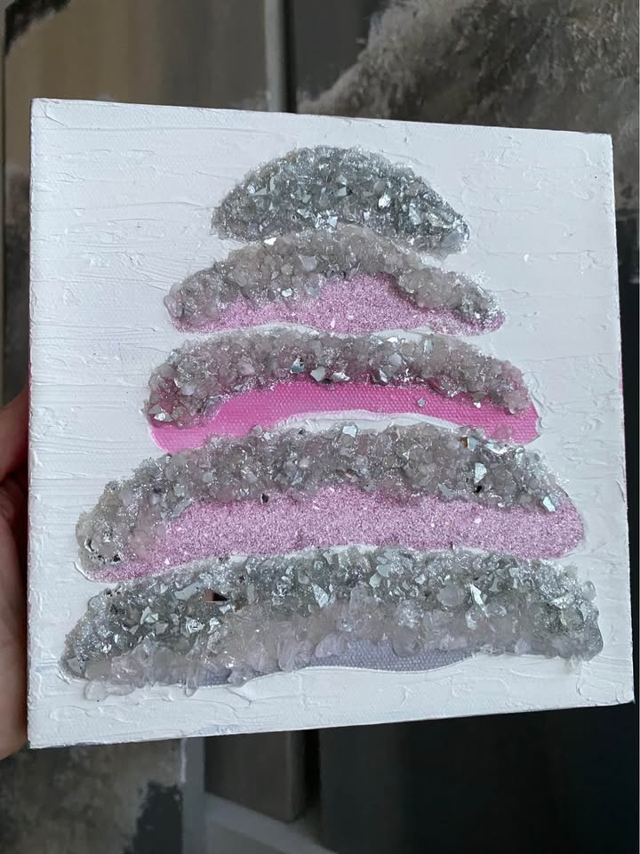 Rose Quartz & Clear Quartz Crystal Tree Canvas Painting - photo 4