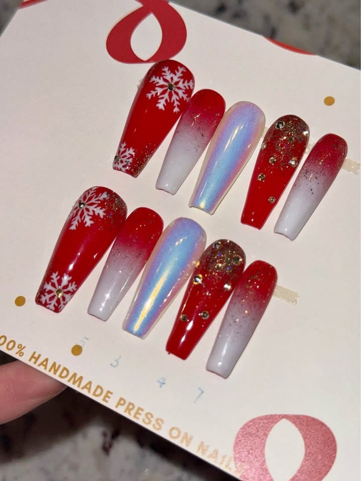 Luxury Press on nails Christmas holiday winter