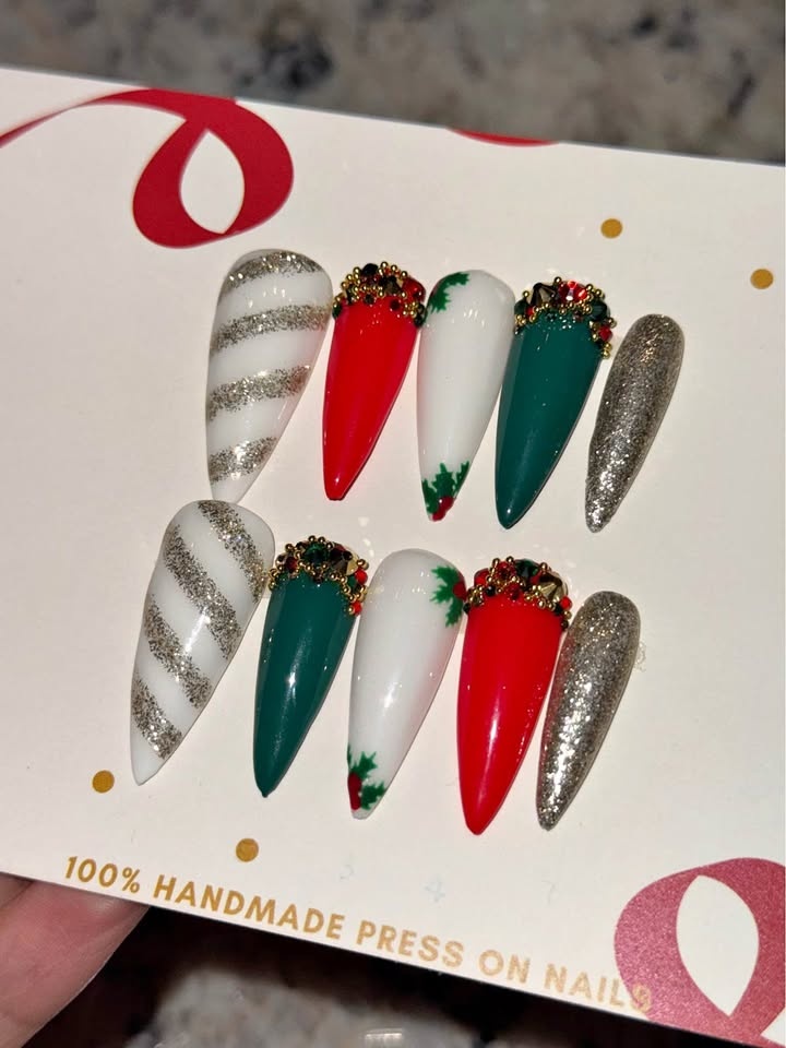 Luxury Press On Nails Christmas Holiday Winter