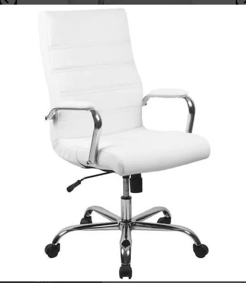 Executive Office Desk Chair - White Faux Leather - photo 3