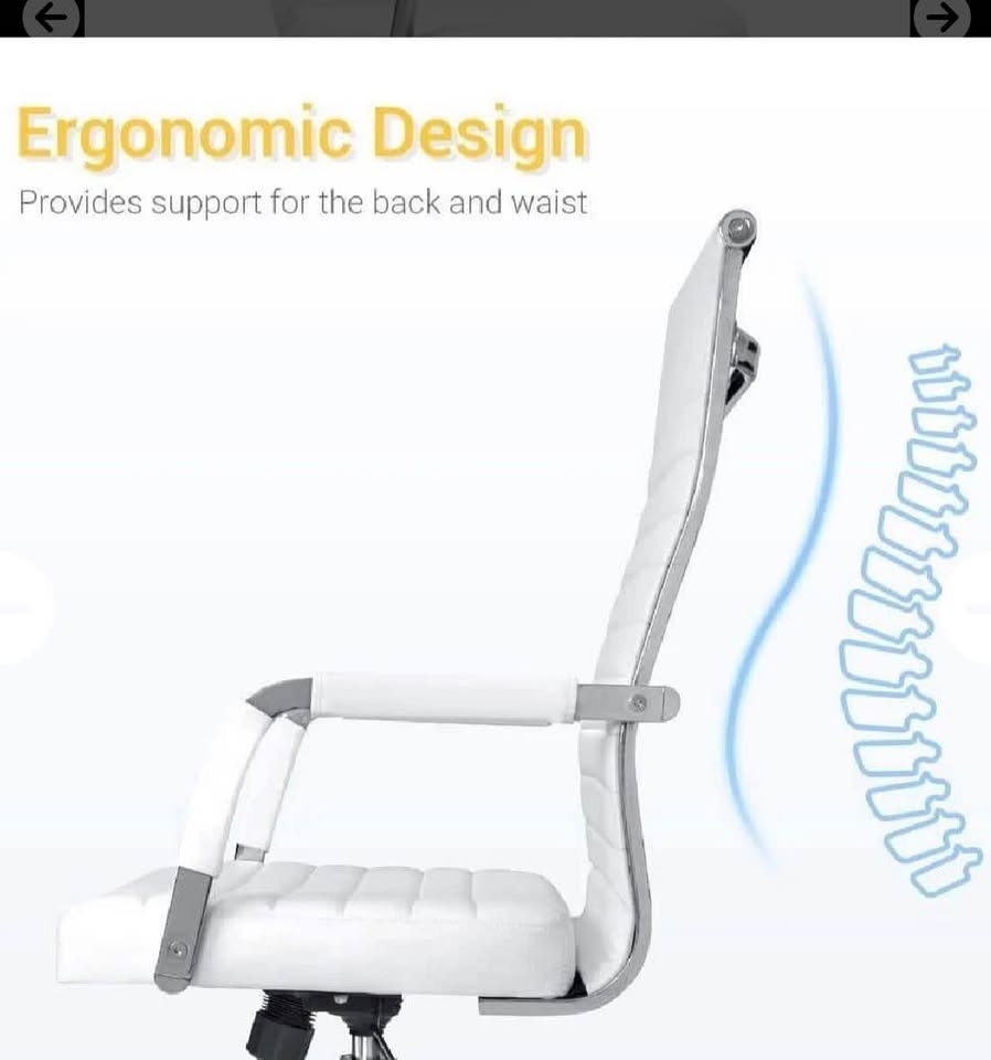 Executive Office Desk Chair - White Faux Leather - photo 4