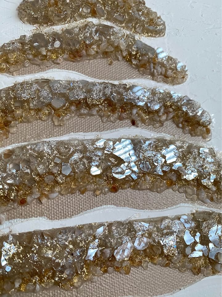 Citrine Crystal & Clear Quartz Crystal Tree Canvas Painting - photo 3
