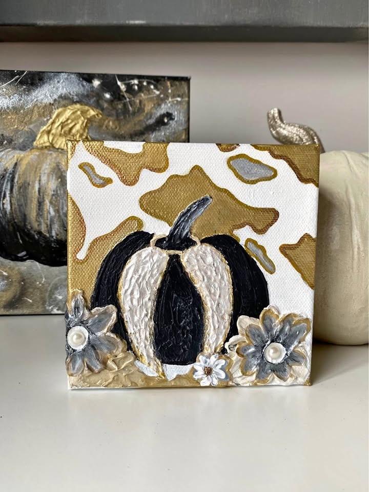 1 day sale! Angel Wings Fall Pumpkin Canvas Art Halloween