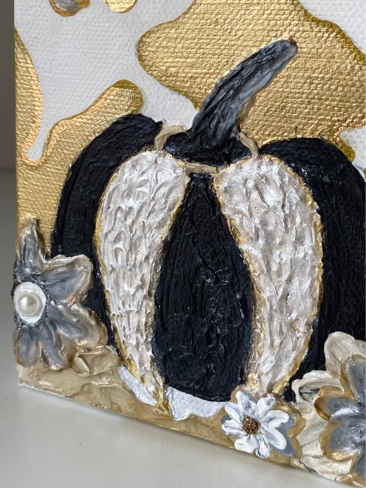 1 day sale! Angel Wings Fall Pumpkin Canvas Art Halloween - photo 3