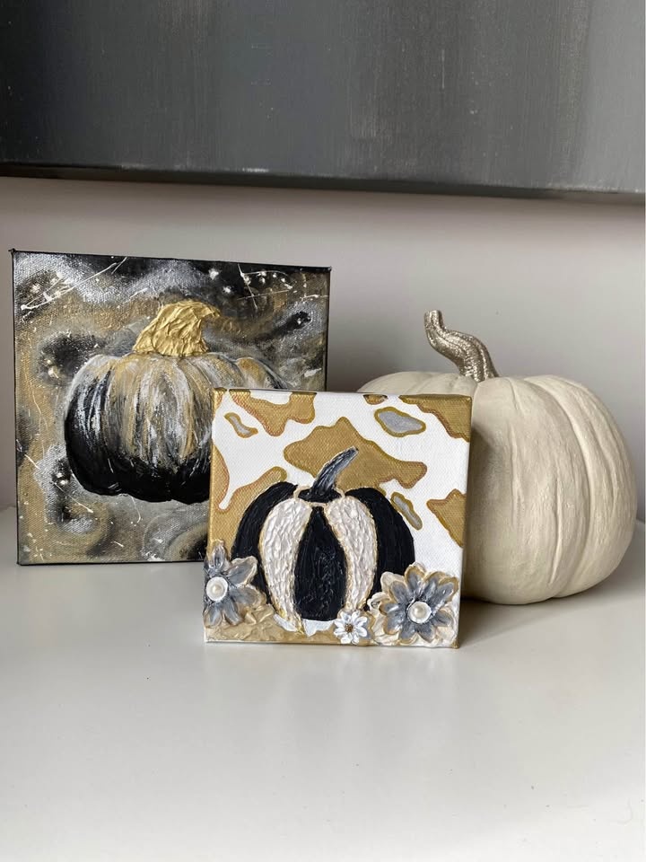 1 day sale! Angel Wings Fall Pumpkin Canvas Art Halloween - photo 4