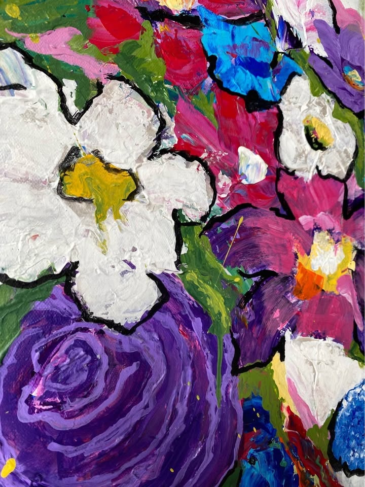 Elegant 24x36 Floral Canvas Art Painting - photo 5