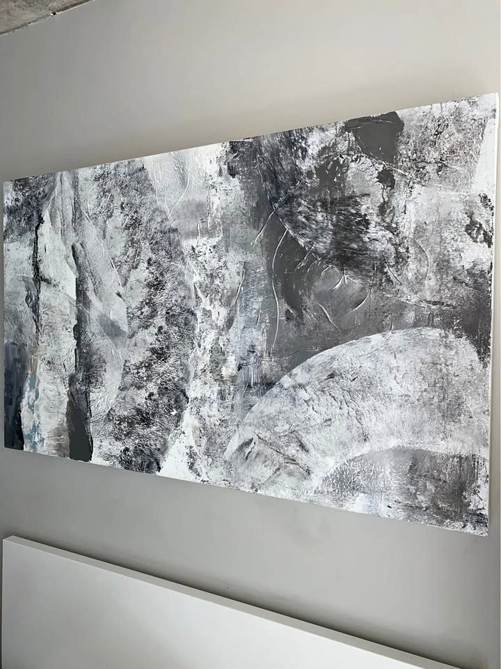 Large Abstract Original Painting White Silver - photo 2