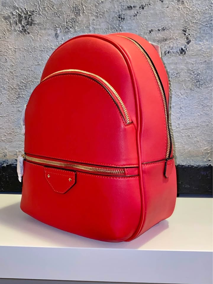 Red Backpack purse leather bag