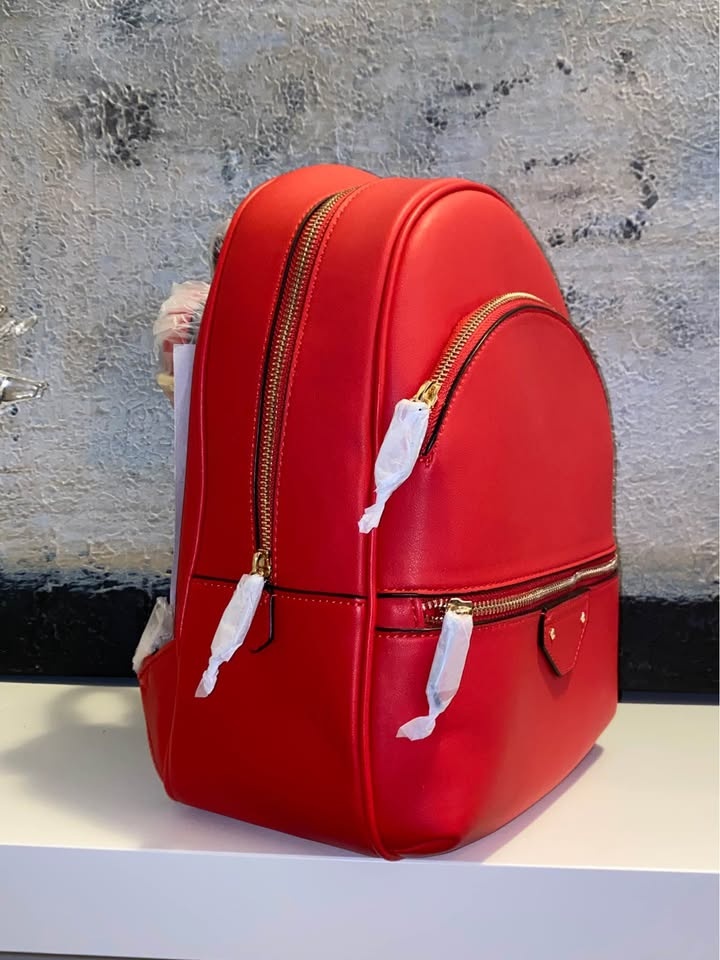 Red Backpack purse leather bag - photo 3