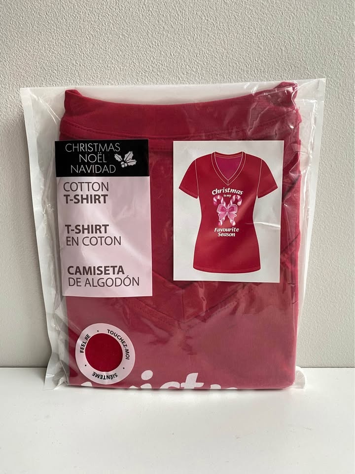 New! Women's Holiday T-Shirt - Christmas Season Candy Cane Bow - photo 3