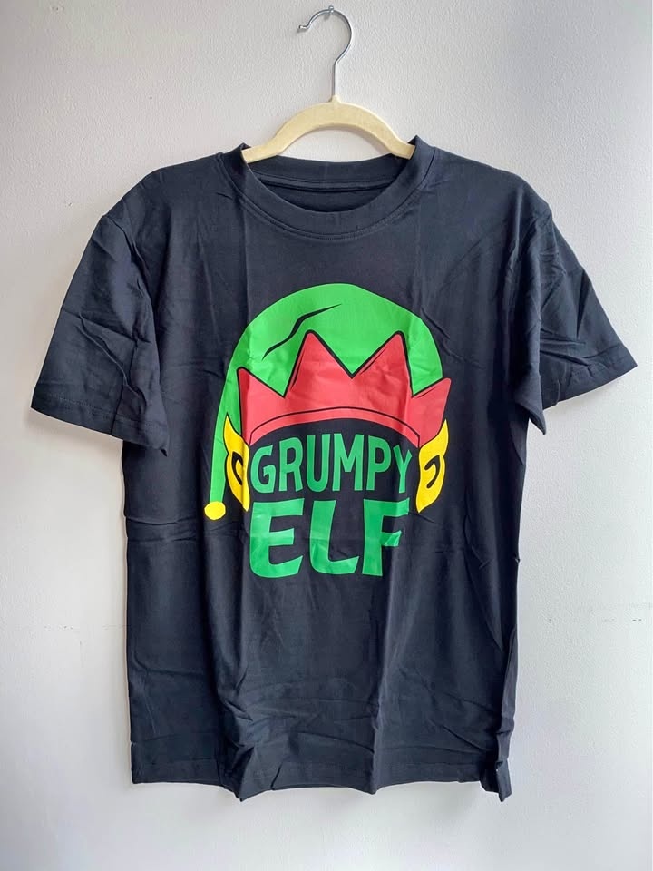 New! Men’s Holiday Funny Graphic T-shirt Grumpy Elf Christmas gi