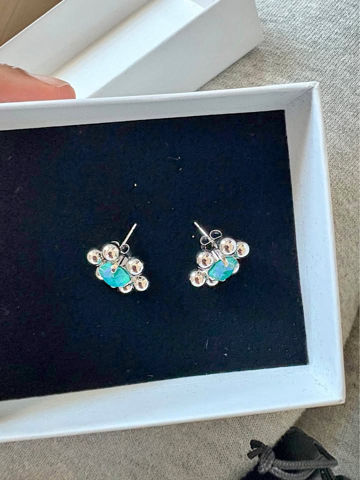 Justine Clenquet Silver & Blue Sadie Earrings