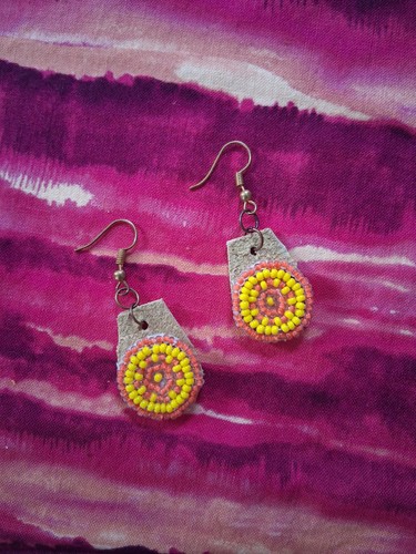 Mini Beaded Earrings (Orange & Yellow)